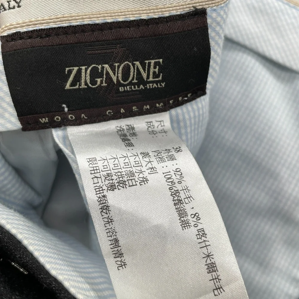 Zignone Wool Dress Pants Mens 38x29* Black Corpcore Classic Career Business 90's